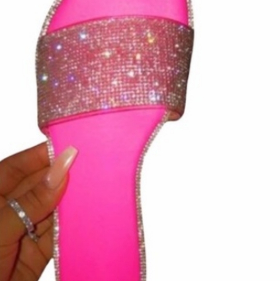 ❤️❤️ Neon Pink✨️✨️ Blingy Slip in Sandal Summer ready - Picture 2 of 5